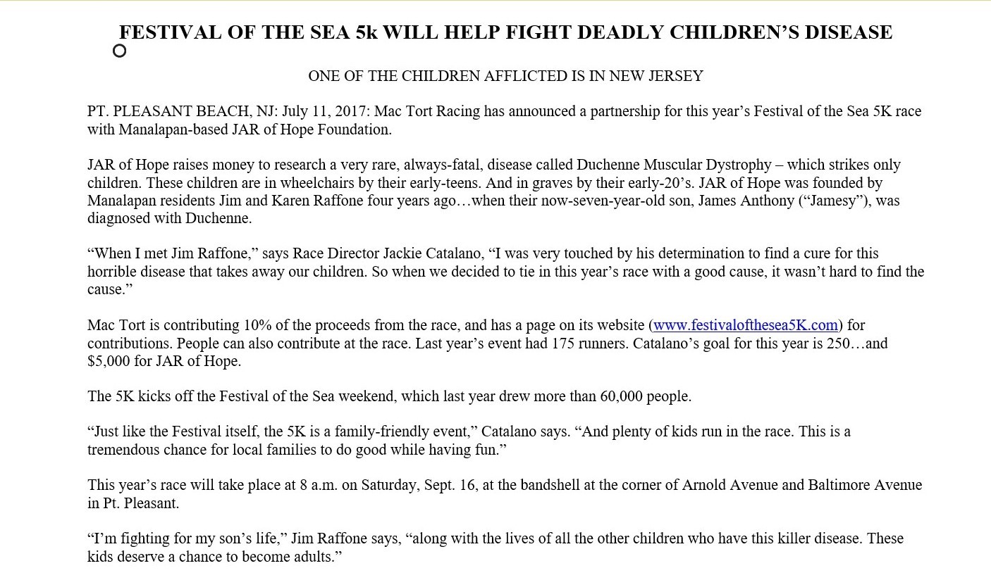 Festival of the Sea 5K Press Release